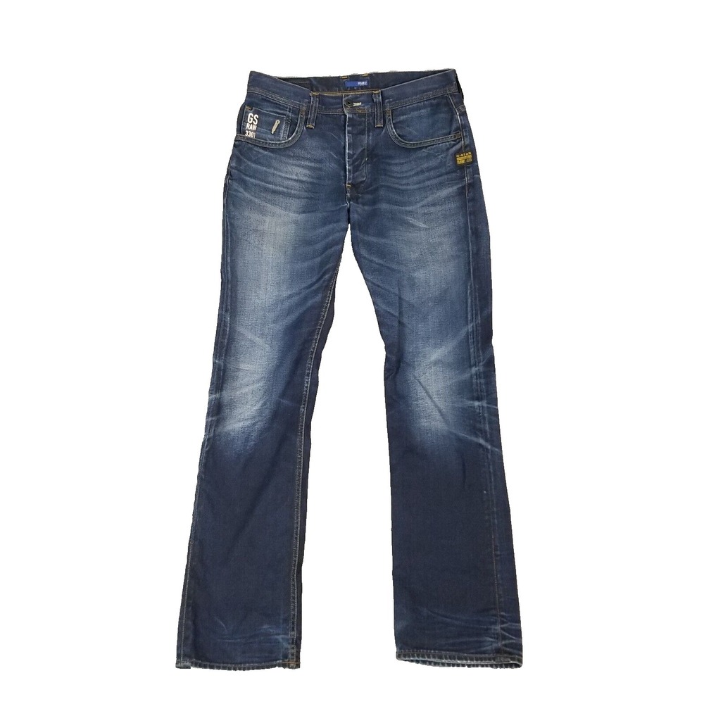 G Star Raw Mens‎ Jeans 33x34 Regular Fit Straight Blue Denim Made Italy
